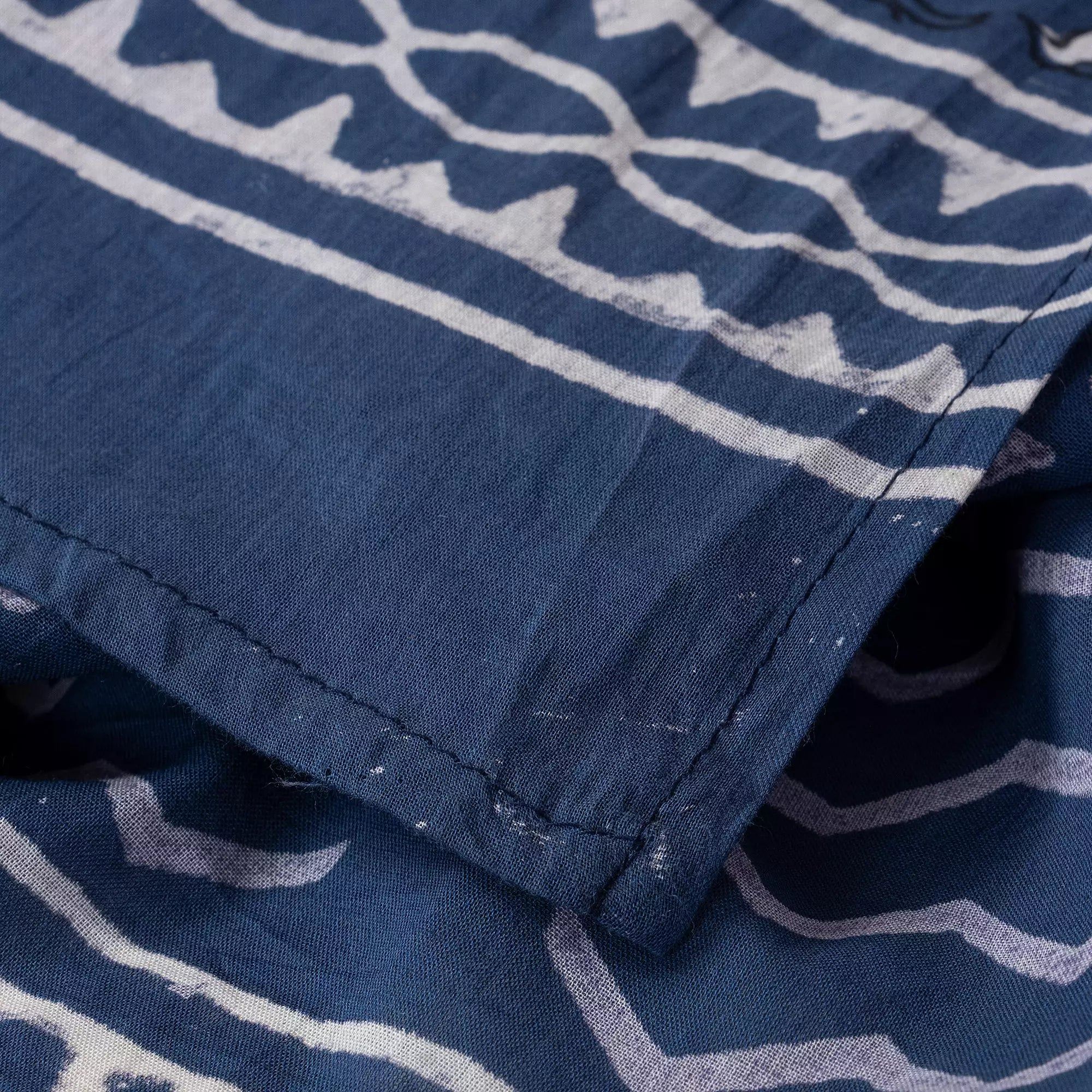 Blue Stripe Hand Printed Cotton Dupatta for Women's